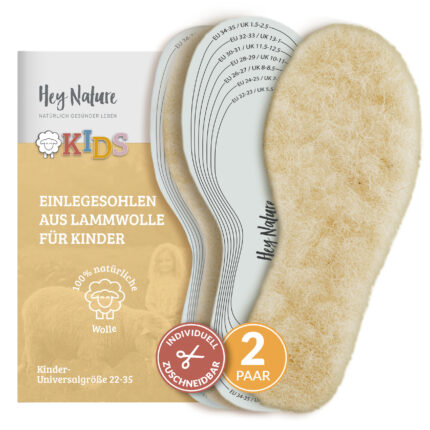 Zuschneidbare Kinder-Wollsohlen 2 Paar Gr. 22-35