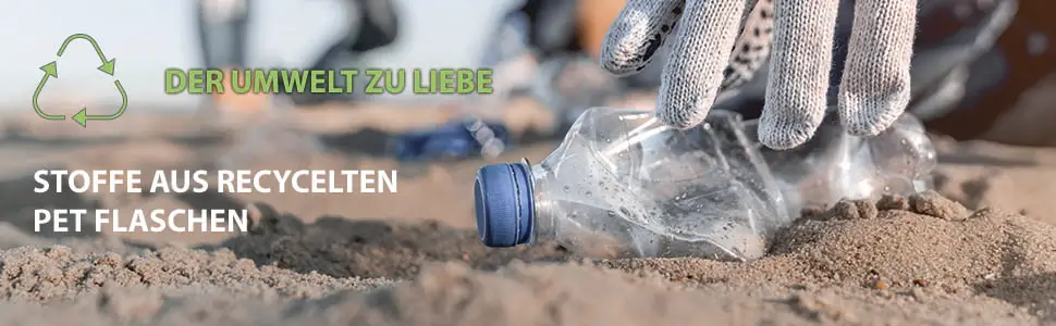 Nachhaltige Produkte mit Stoffen aus recycelten PET Flaschen