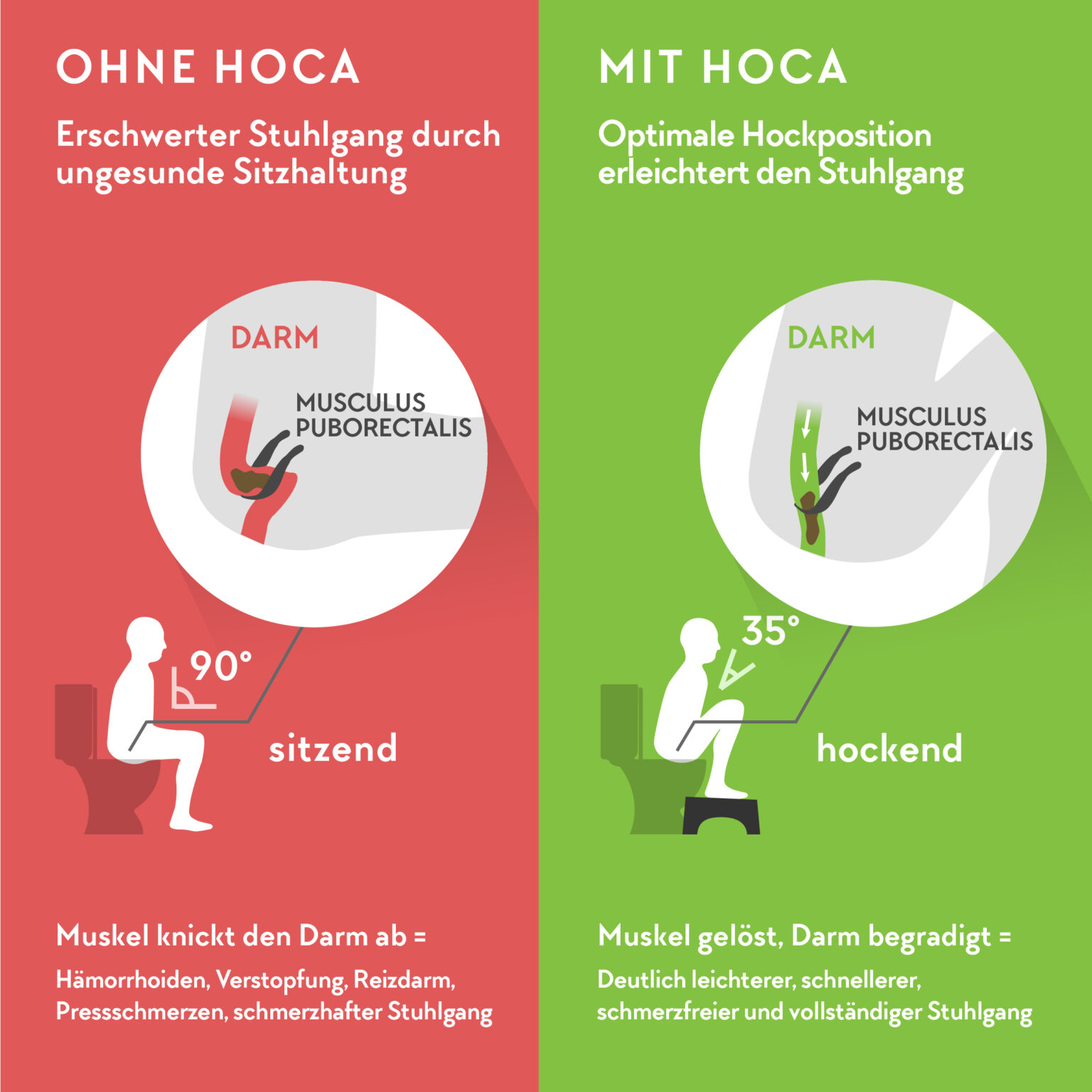 Nützlichkeit des Toilettenhockers - Toilettengang mit und ohne Toilettenhocker