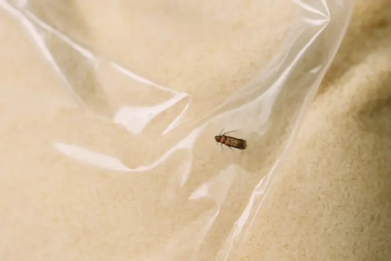 Motte auf einer Lebensmittelverpackung